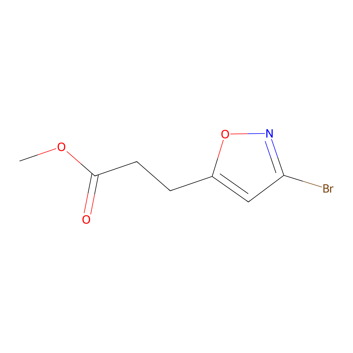 Methyl 3-(3-bromoisoxazol-5-yl)propanoate molecular structure, CAS 861543-76-2