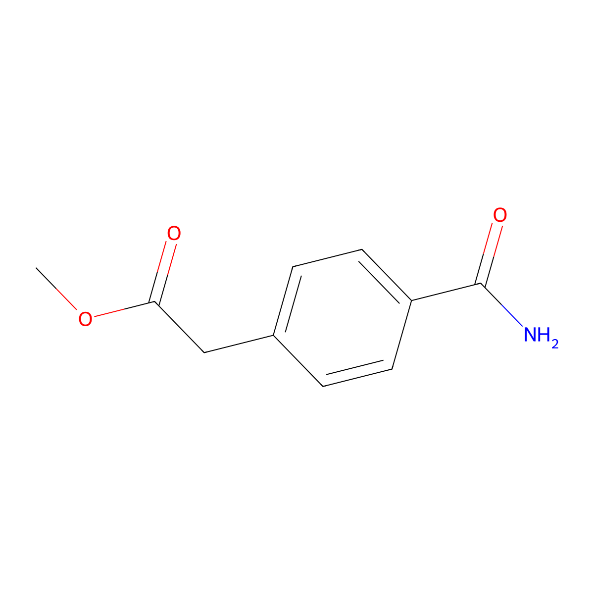 Methyl 2-(4-carbamoylphenyl)acetate molecular structure, CAS 861545-78-0