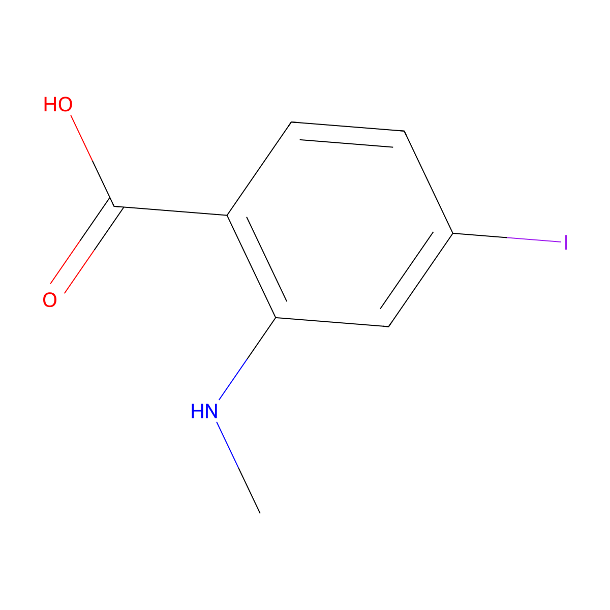 4-Iodo-2-(methylamino)benzoic acid molecular structure, CAS 861547-59-3