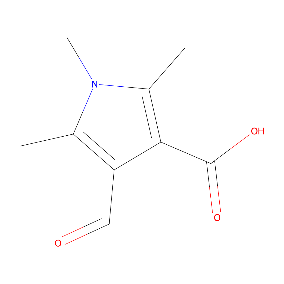 4-formyl-1,2,5-trimethyl-1H-pyrrole-3-carboxylic acid molecular structure, CAS 861582-85-6