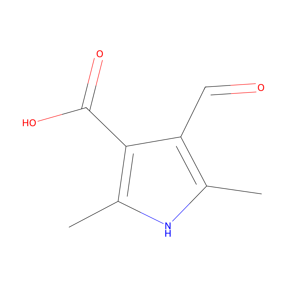 4-formyl-2,5-dimethyl-1H-pyrrole-3-carboxylic acid molecular structure, CAS 861582-93-6