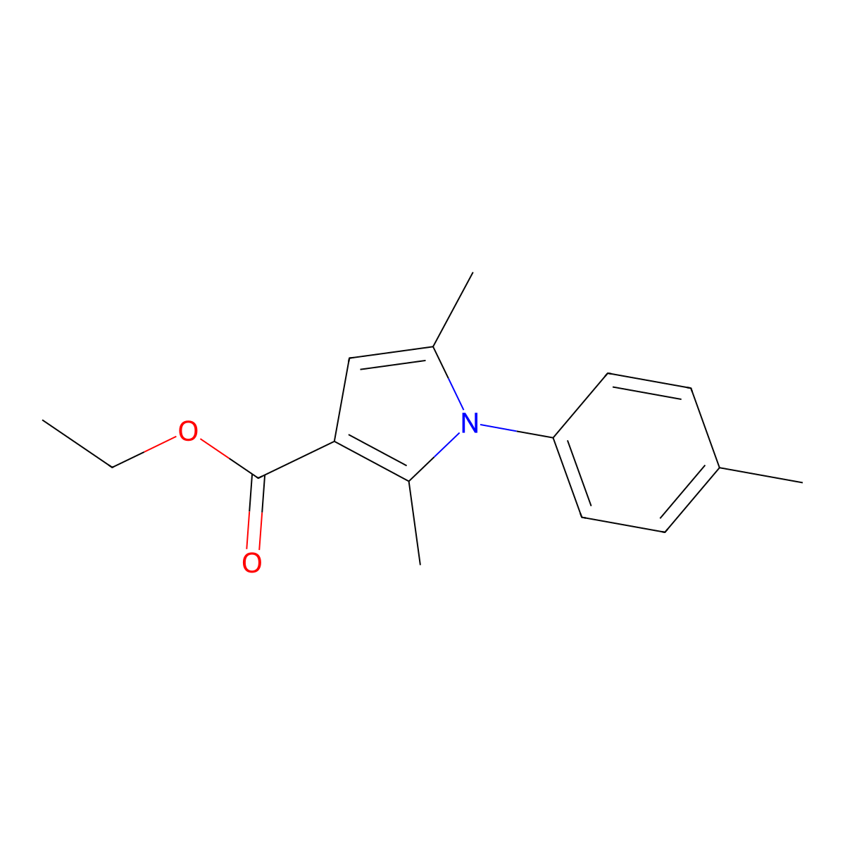 Ethyl 2,5-dimethyl-1-(4-methylphenyl)-1H-pyrrole-3-carboxylate molecular structure, CAS 861582-97-0