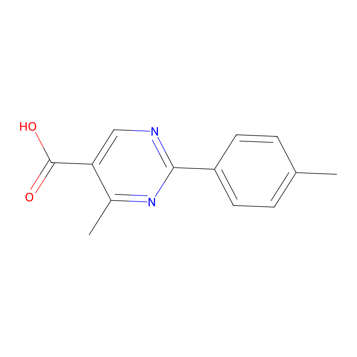 4-Methyl-2-(4-methylphenyl)pyrimidine-5-carboxylic acid molecular structure, CAS 861583-66-6