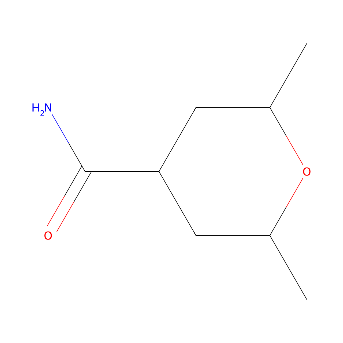 2,6-Dimethyloxane-4-carboxamide molecular structure, CAS 861586-13-2