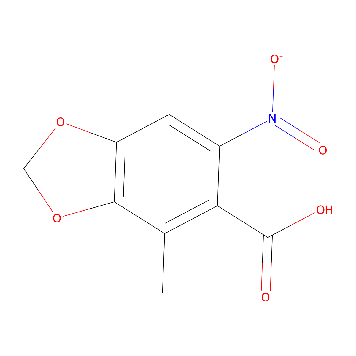 4-methyl-6-nitro-2H-1,3-benzodioxole-5-carboxylic acid molecular structure, CAS 861588-35-4