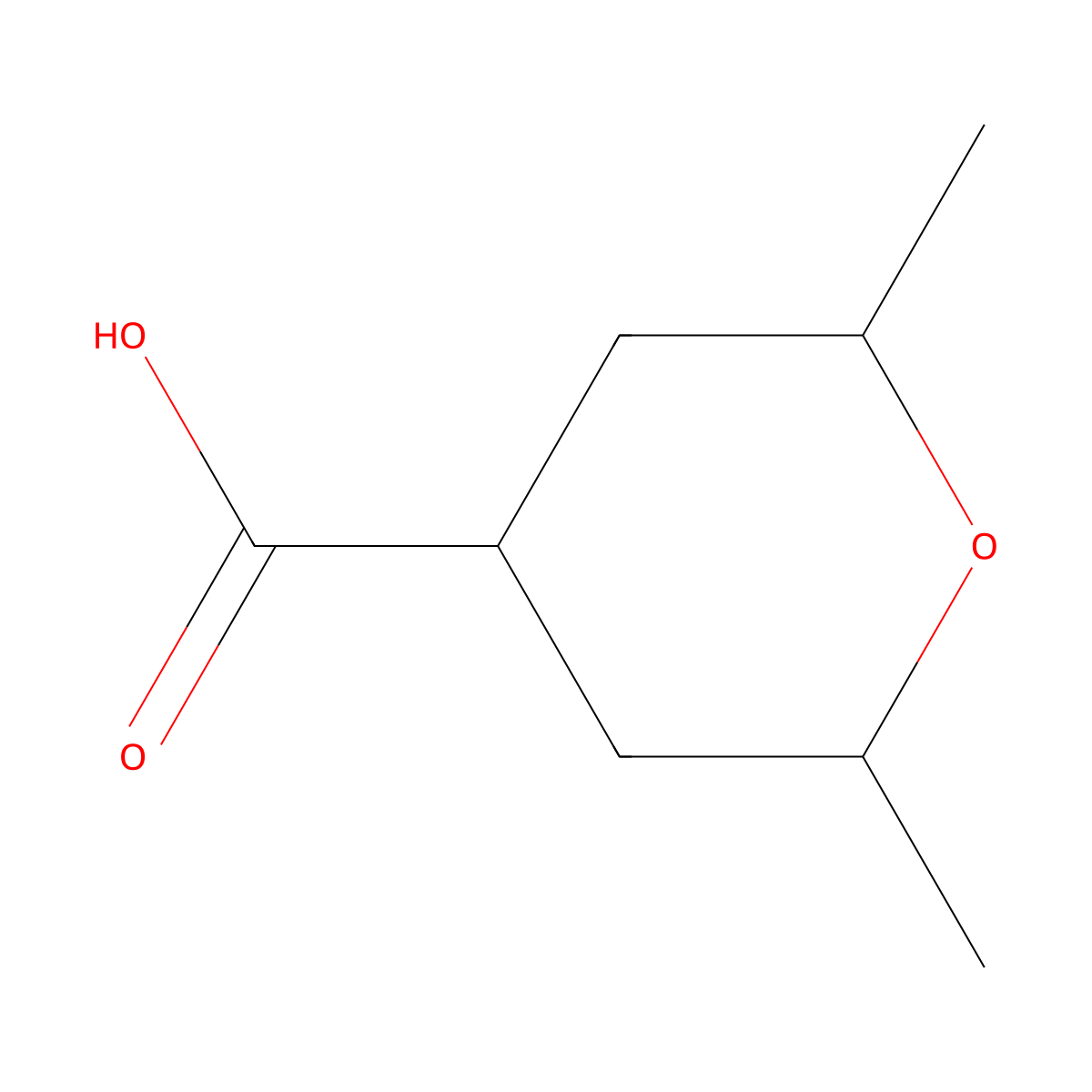 2,6-Dimethyloxane-4-carboxylic acid molecular structure, CAS 861615-25-0