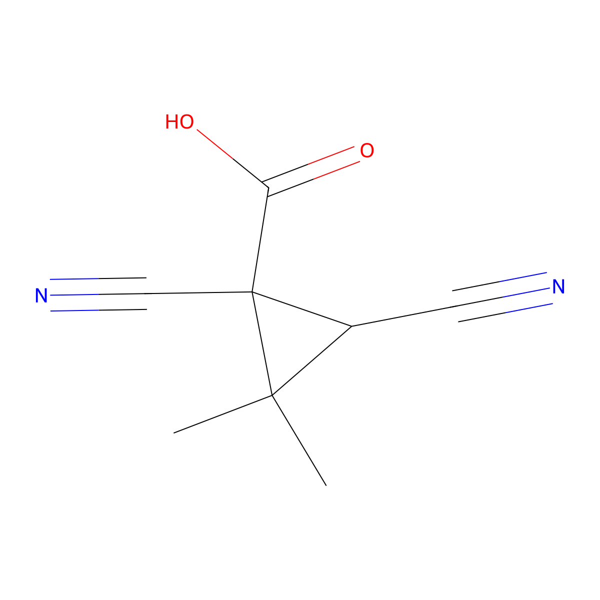 1,3-Dicyano-2,2-dimethylcyclopropane-1-carboxylic acid molecular structure, CAS 861616-63-9