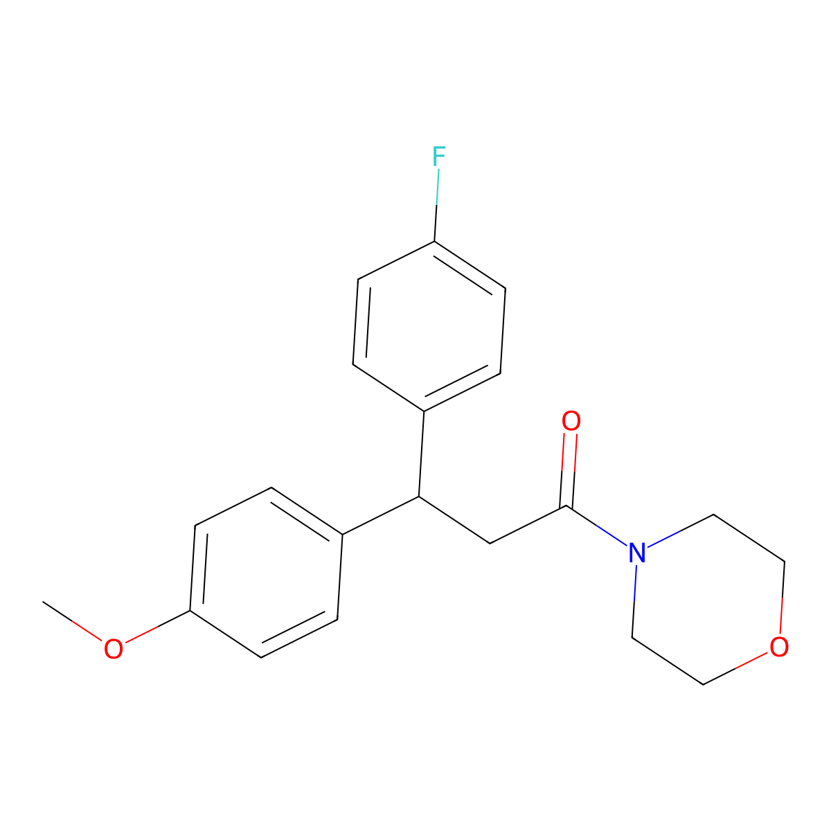 3-(4-Fluorophenyl)-3-(4-methoxyphenyl)-1-morpholin-4-ylpropan-1-one molecular structure, CAS 861628-92-4