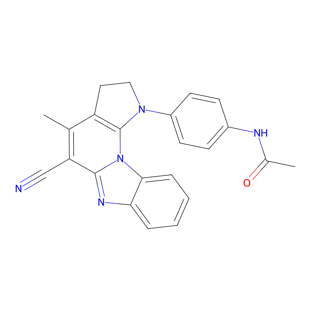 N-[4-(5-Cyano-4-methyl-2H,3H-1,6,10b-triaza-cyclopenta[c]fluoren-1-yl)-phenyl]-acetamide molecular structure, CAS 861631-32-5