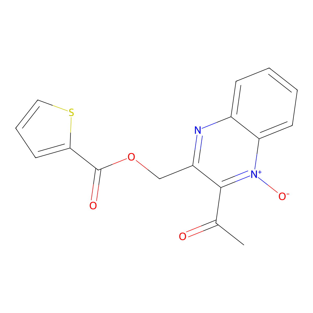 2-Acetyl-3-(((thiophene-2-carbonyl)oxy)methyl)quinoxaline 1-oxide molecular structure, CAS 861633-36-5