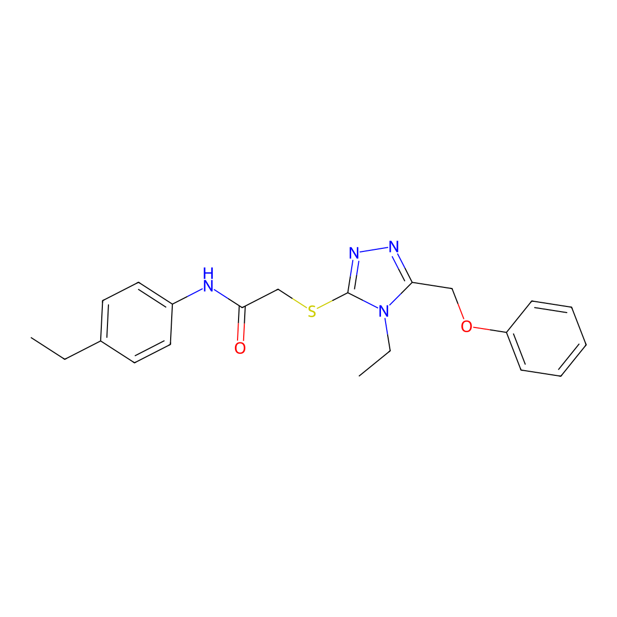 2-{[4-ethyl-5-(phenoxymethyl)-4H-1,2,4-triazol-3-yl]sulfanyl}-N-(4-ethylphenyl)acetamide molecular structure, CAS 861633-42-3