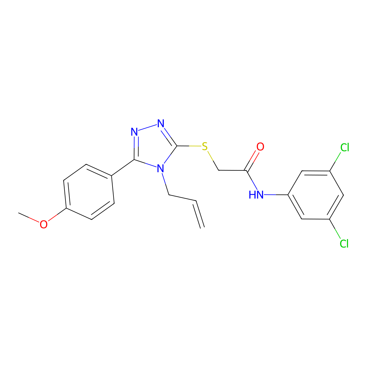 N-(3,5-dichlorophenyl)-2-{[5-(4-methoxyphenyl)-4-(prop-2-en-1-yl)-4H-1,2,4-triazol-3-yl]sulfanyl}acetamide molecular structure, CAS 861638-17-7