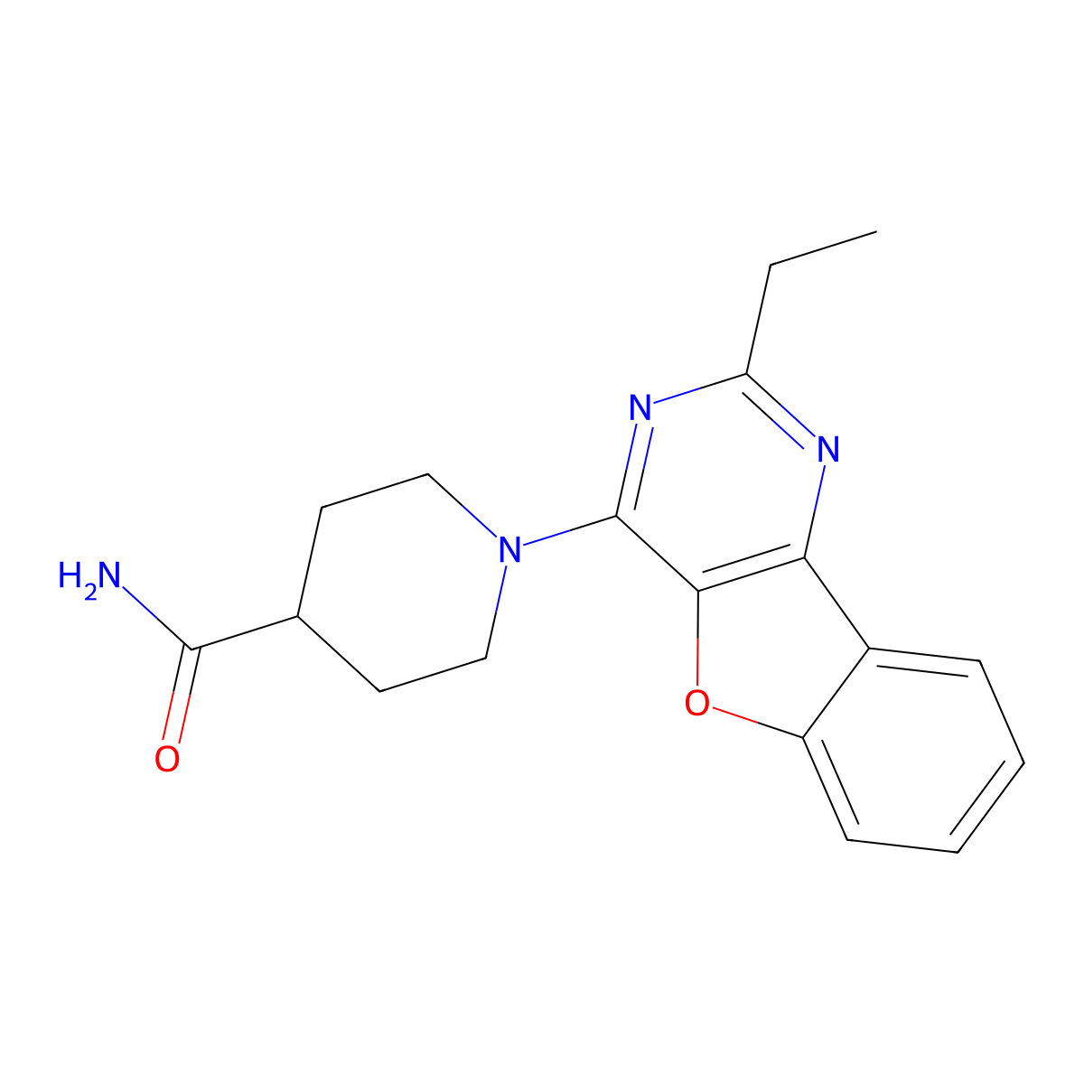 1-(2-Ethylbenzofuro[3,2-d]pyrimidin-4-yl)piperidine-4-carboxamide molecular structure, CAS 861643-87-0