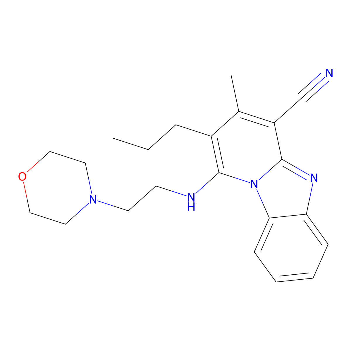 3-Methyl-1-(2-morpholin-4-ylethylamino)-2-propylpyrido[1,2-a]benzimidazole-4-carbonitrile molecular structure, CAS 861644-87-3