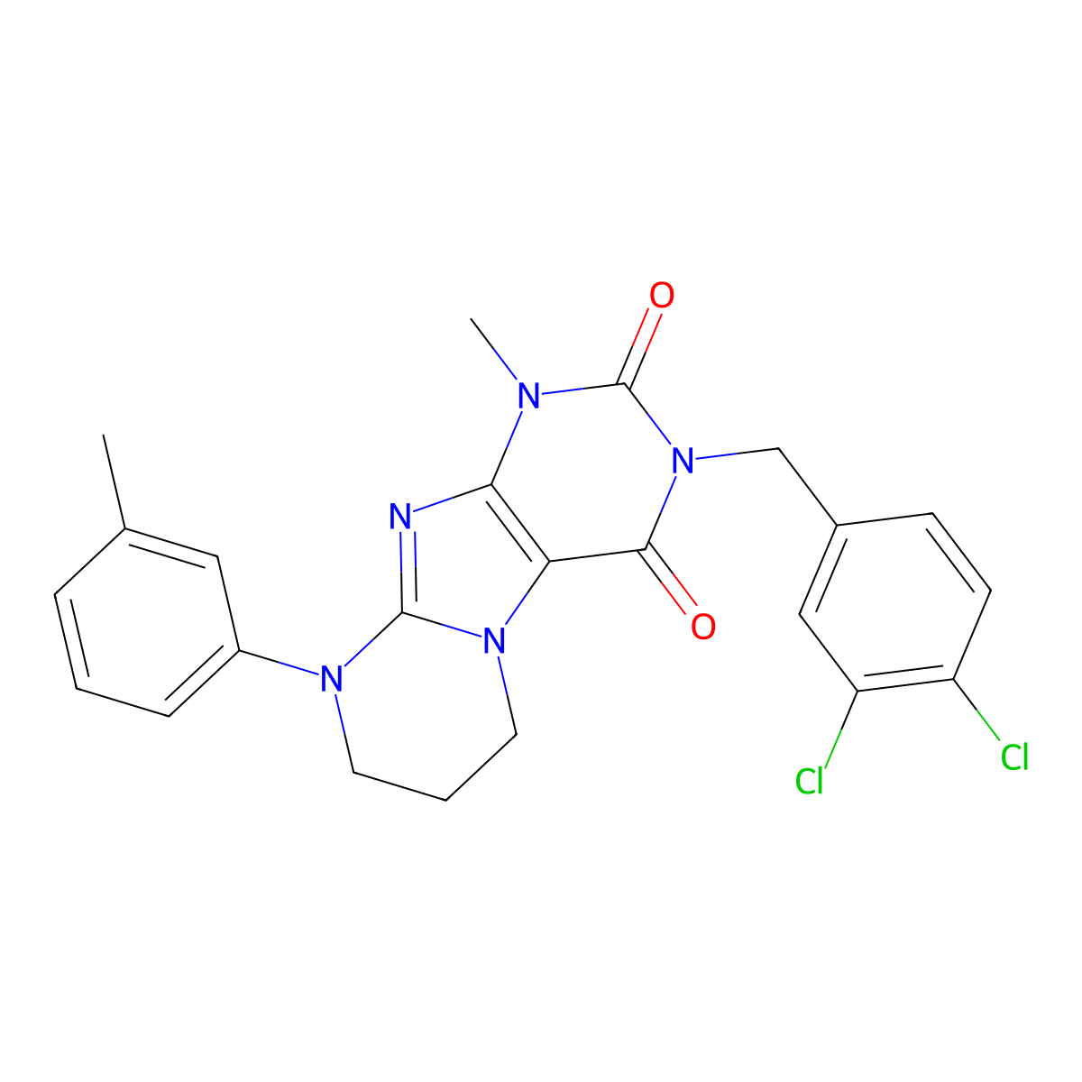 3-[(3,4-dichlorophenyl)methyl]-1-methyl-9-(3-methylphenyl)-7,8-dihydro-6H-purino[7,8-a]pyrimidine-2,4-dione molecular structure, CAS 861645-10-5