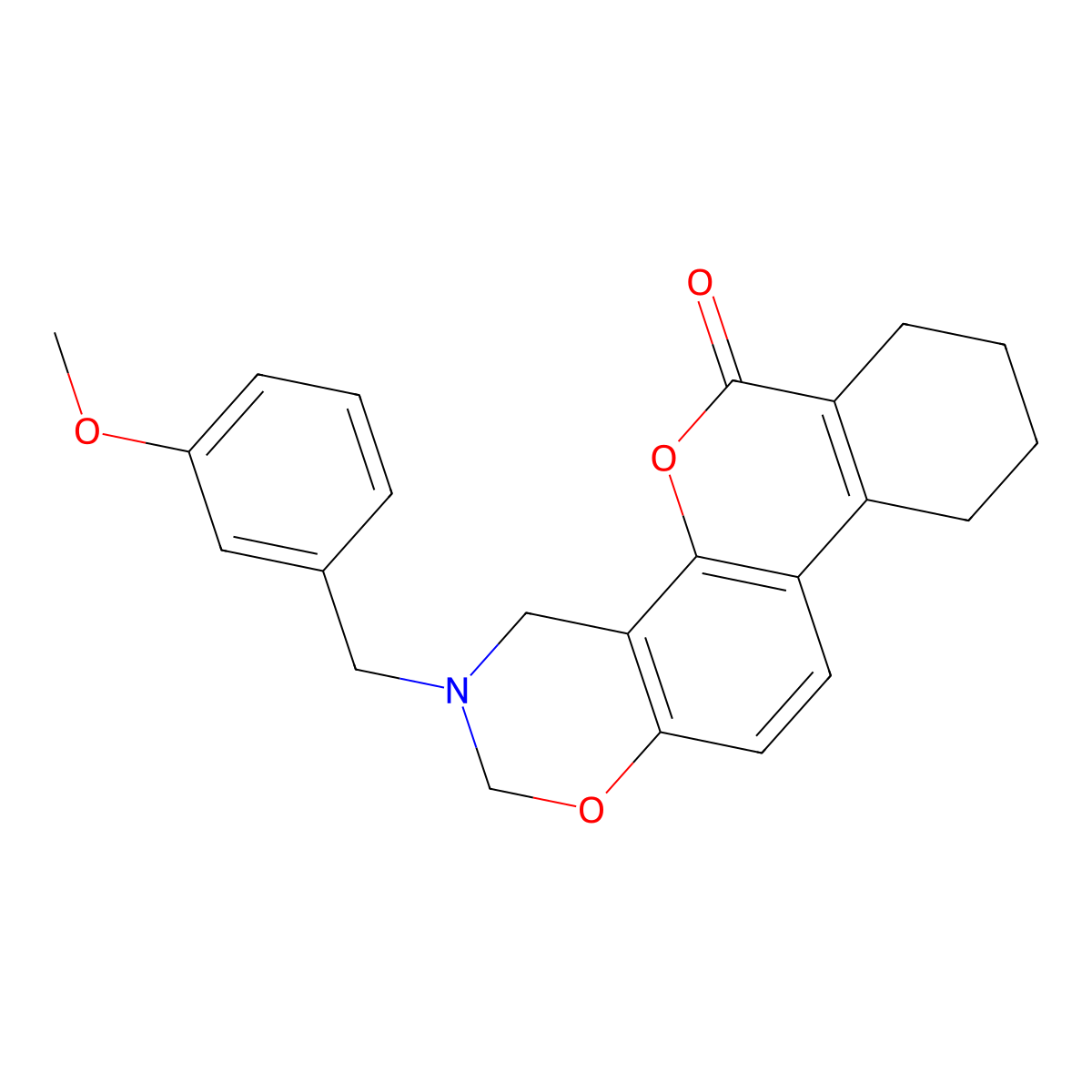 3-(3-methoxybenzyl)-3,4,7,8,9,10-hexahydro-2H,6H-benzo[3,4]chromeno[8,7-e][1,3]oxazin-6-one molecular structure, CAS 861645-31-0