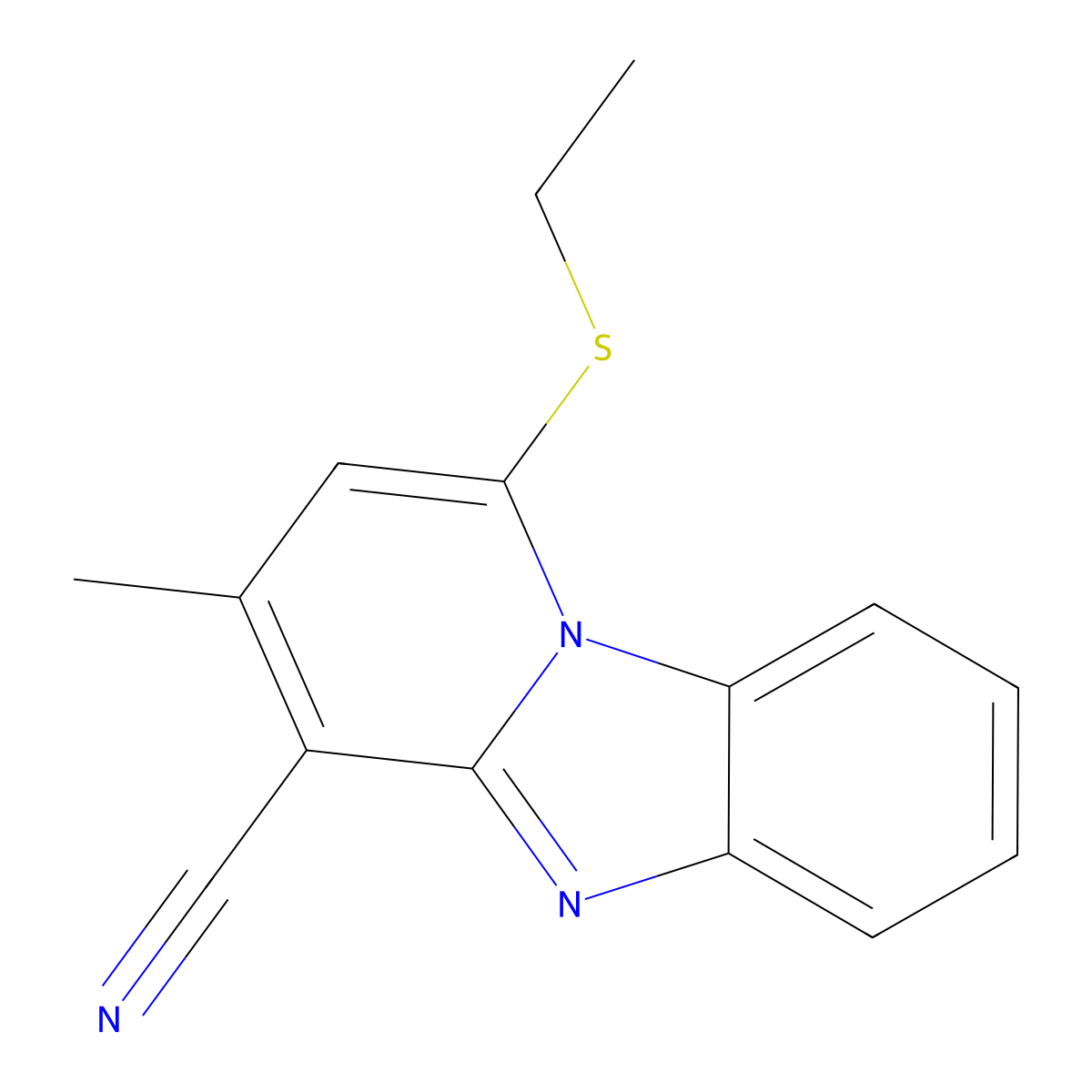 1-Ethylsulfanyl-3-methylpyrido[1,2-a]benzimidazole-4-carbonitrile molecular structure, CAS 861645-52-5