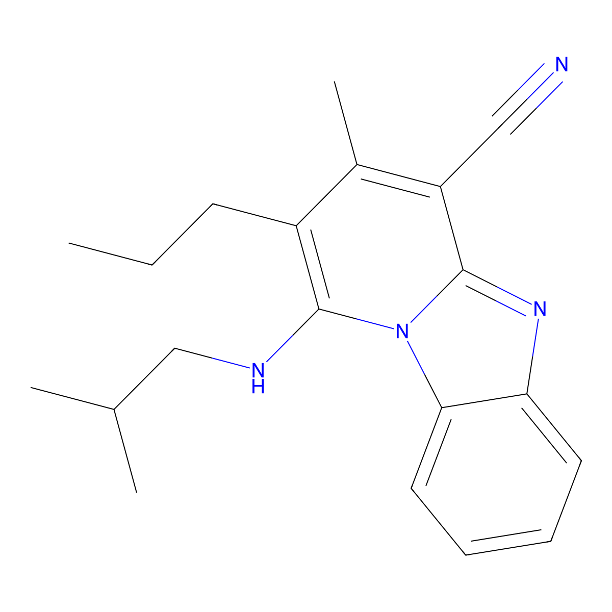 3-Methyl-1-(2-methylpropylamino)-2-propylpyrido[1,2-a]benzimidazole-4-carbonitrile molecular structure, CAS 861645-81-0