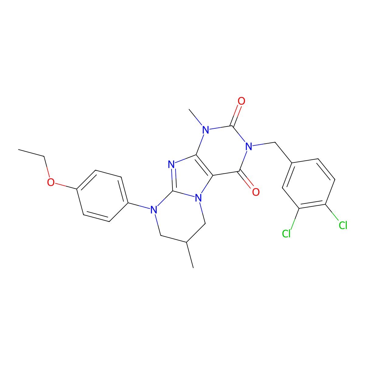 3-[(3,4-dichlorophenyl)methyl]-9-(4-ethoxyphenyl)-1,7-dimethyl-7,8-dihydro-6H-purino[7,8-a]pyrimidine-2,4-dione molecular structure, CAS 861649-35-6