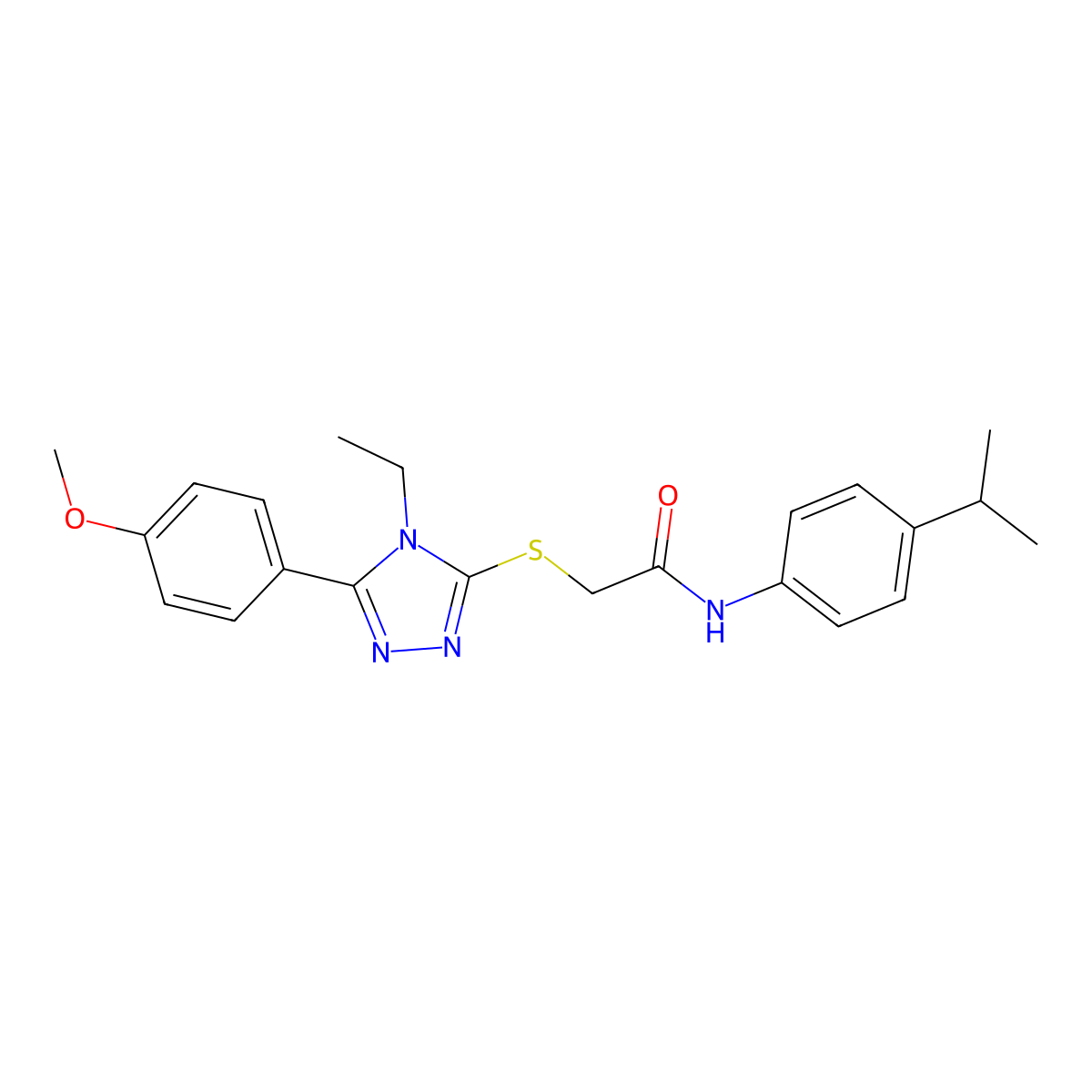 2-{[4-ethyl-5-(4-methoxyphenyl)-4H-1,2,4-triazol-3-yl]sulfanyl}-N-[4-(propan-2-yl)phenyl]acetamide molecular structure, CAS 861649-59-4
