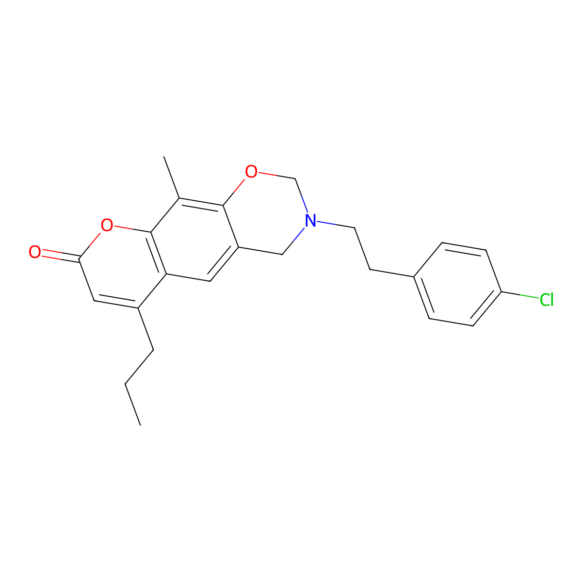 3-[2-(4-chlorophenyl)ethyl]-10-methyl-6-propyl-3,4-dihydro-2H,8H-chromeno[6,7-e][1,3]oxazin-8-one molecular structure, CAS 861650-55-7