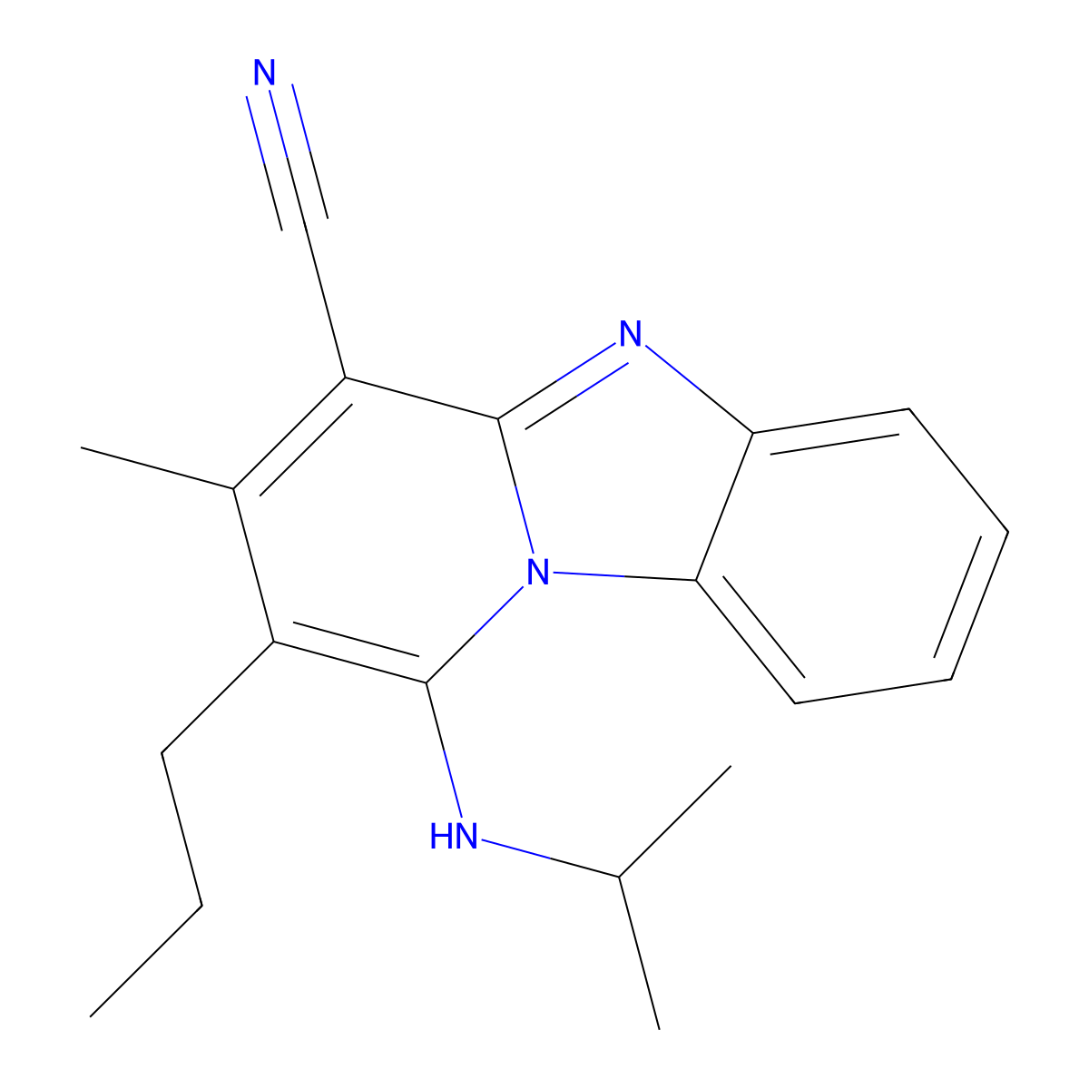 3-Methyl-1-(propan-2-ylamino)-2-propylpyrido[1,2-a]benzimidazole-4-carbonitrile molecular structure, CAS 861651-99-2