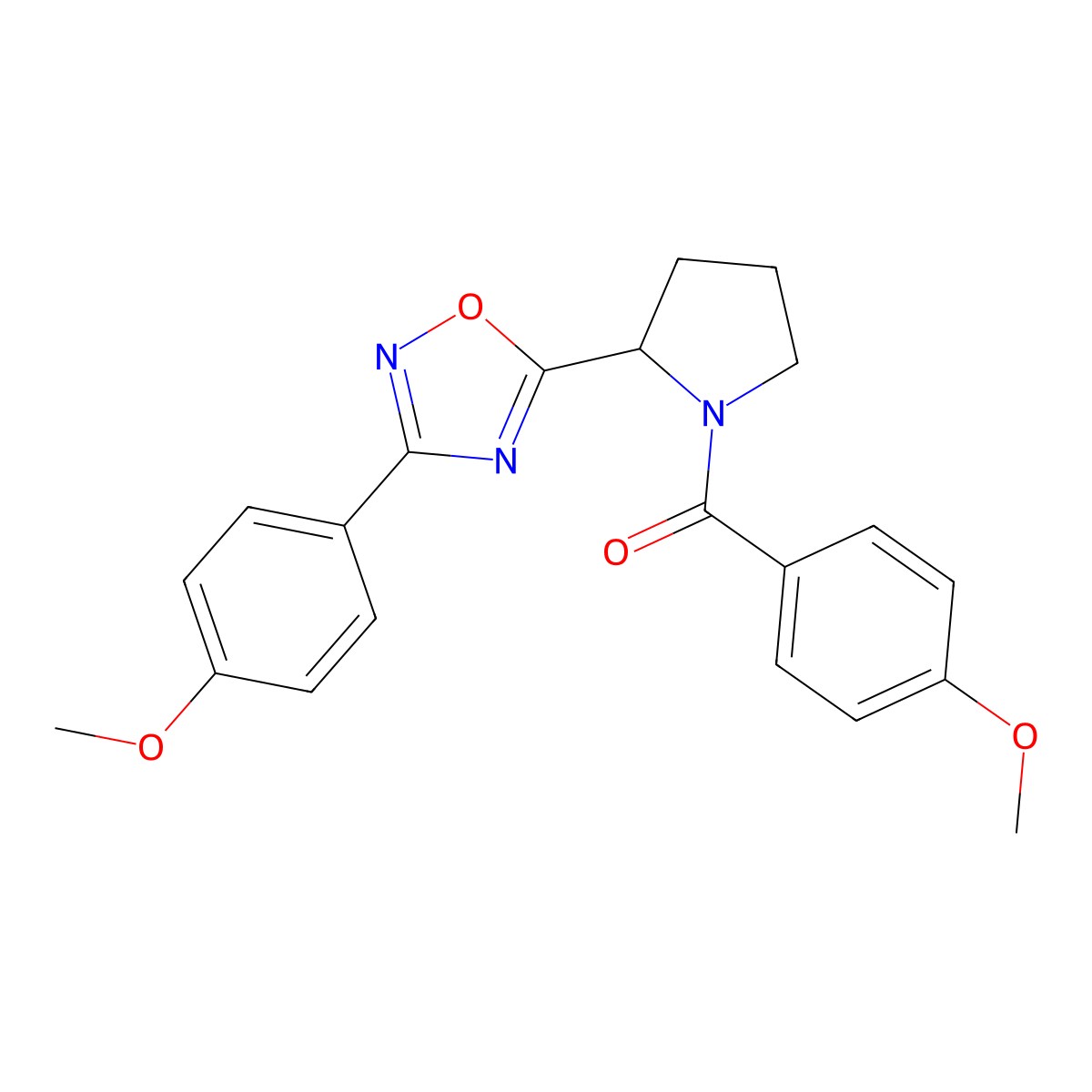 5-[1-(4-Methoxybenzoyl)pyrrolidin-2-yl]-3-(4-methoxyphenyl)-1,2,4-oxadiazole molecular structure, CAS 861707-57-5