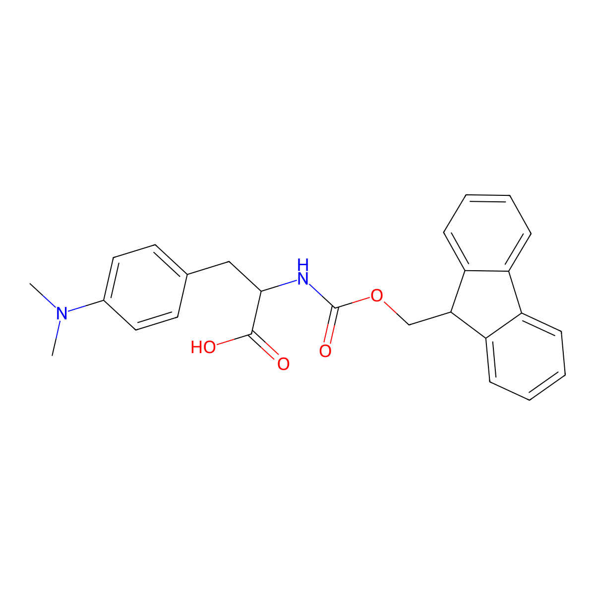 (S)-2-((((9H-fluoren-9-yl)methoxy)carbonyl)amino)-3-(4-(dimethylamino)phenyl)propanoic acid molecular structure, CAS 861719-77-9