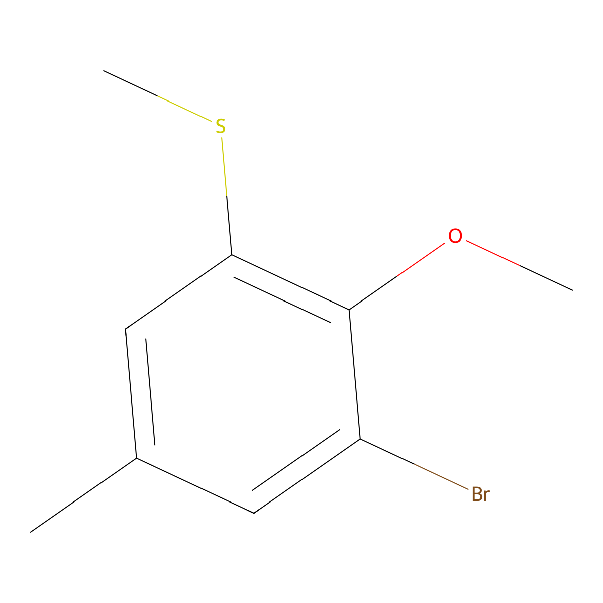 (3-Bromo-2-methoxy-5-methylphenyl)(methyl)sulfane molecular structure, CAS 861792-45-2