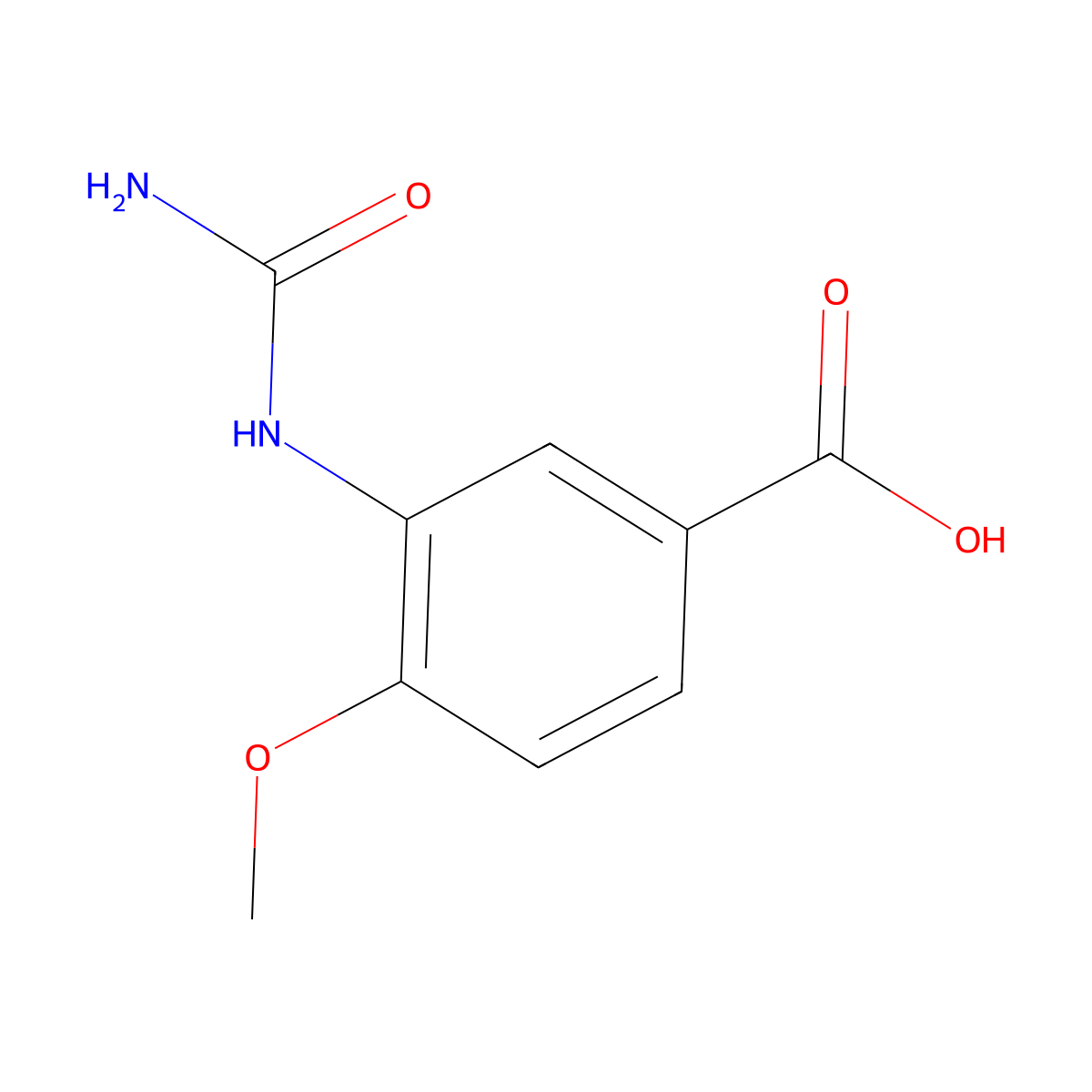 3-[(Aminocarbonyl)amino]-4-methoxybenzoic acid molecular structure, CAS 861792-86-1