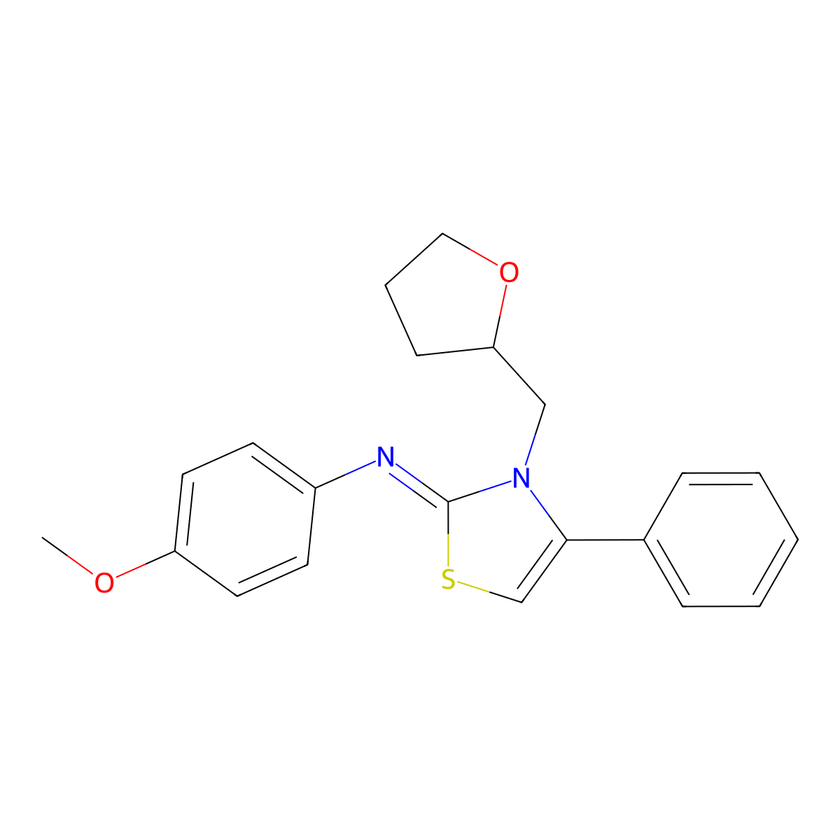 4-methoxy-N-[(2Z)-4-phenyl-3-(tetrahydrofuran-2-ylmethyl)-1,3-thiazol-2(3H)-ylidene]aniline molecular structure, CAS 861811-46-3