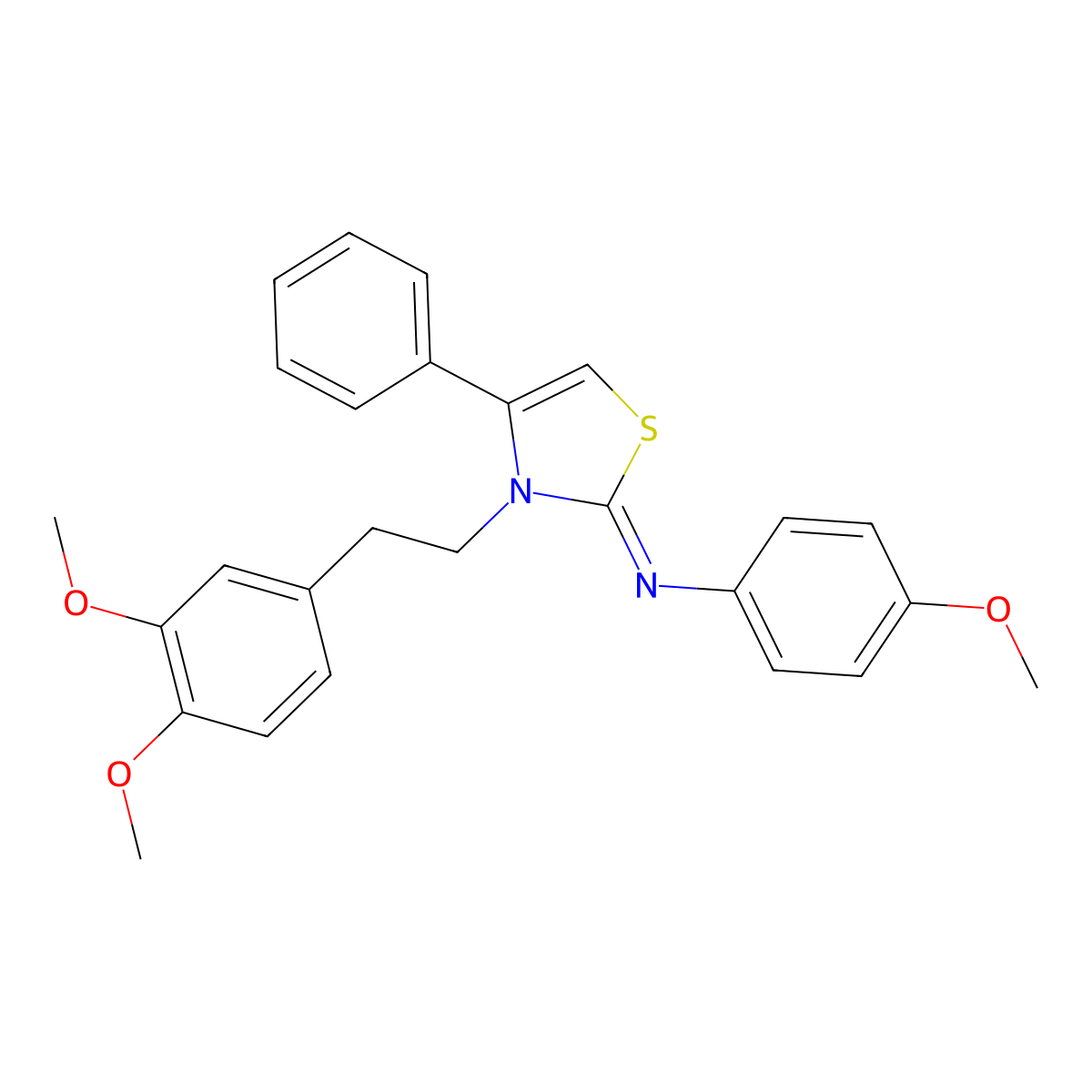 N-[(2Z)-3-[2-(3,4-dimethoxyphenyl)ethyl]-4-phenyl-1,3-thiazol-2(3H)-ylidene]-4-methoxyaniline molecular structure, CAS 861813-23-2