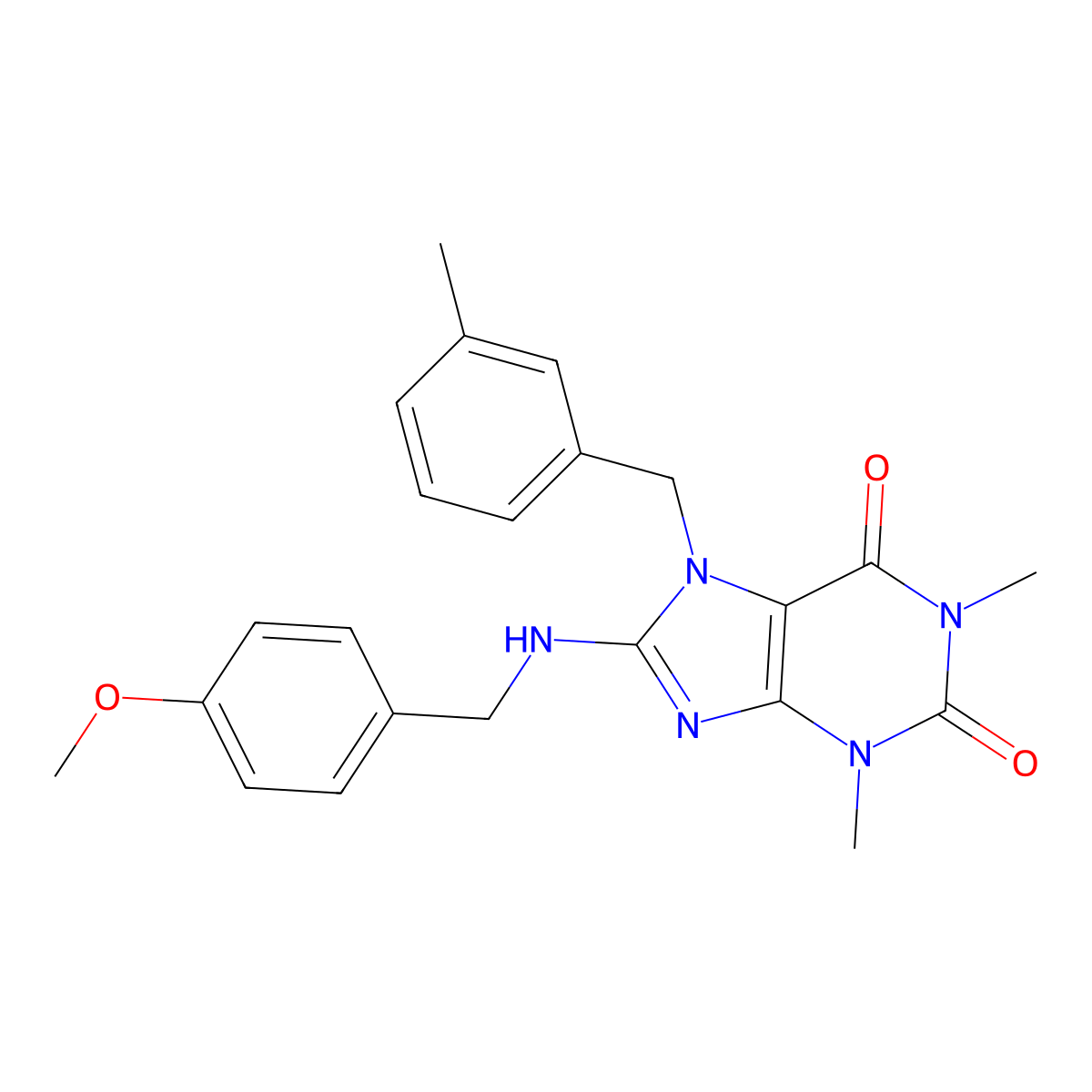 8-[(4-methoxybenzyl)amino]-1,3-dimethyl-7-(3-methylbenzyl)-3,7-dihydro-1H-purine-2,6-dione molecular structure, CAS 861820-82-8