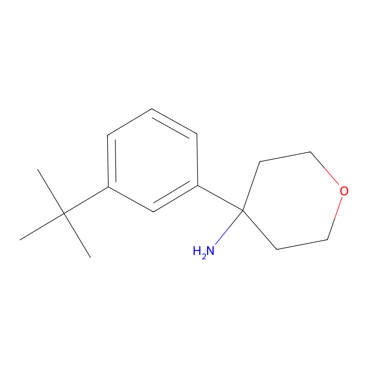 4-(3-(tert-Butyl)phenyl)tetrahydro-2H-pyran-4-amine molecular structure, CAS 861857-61-6