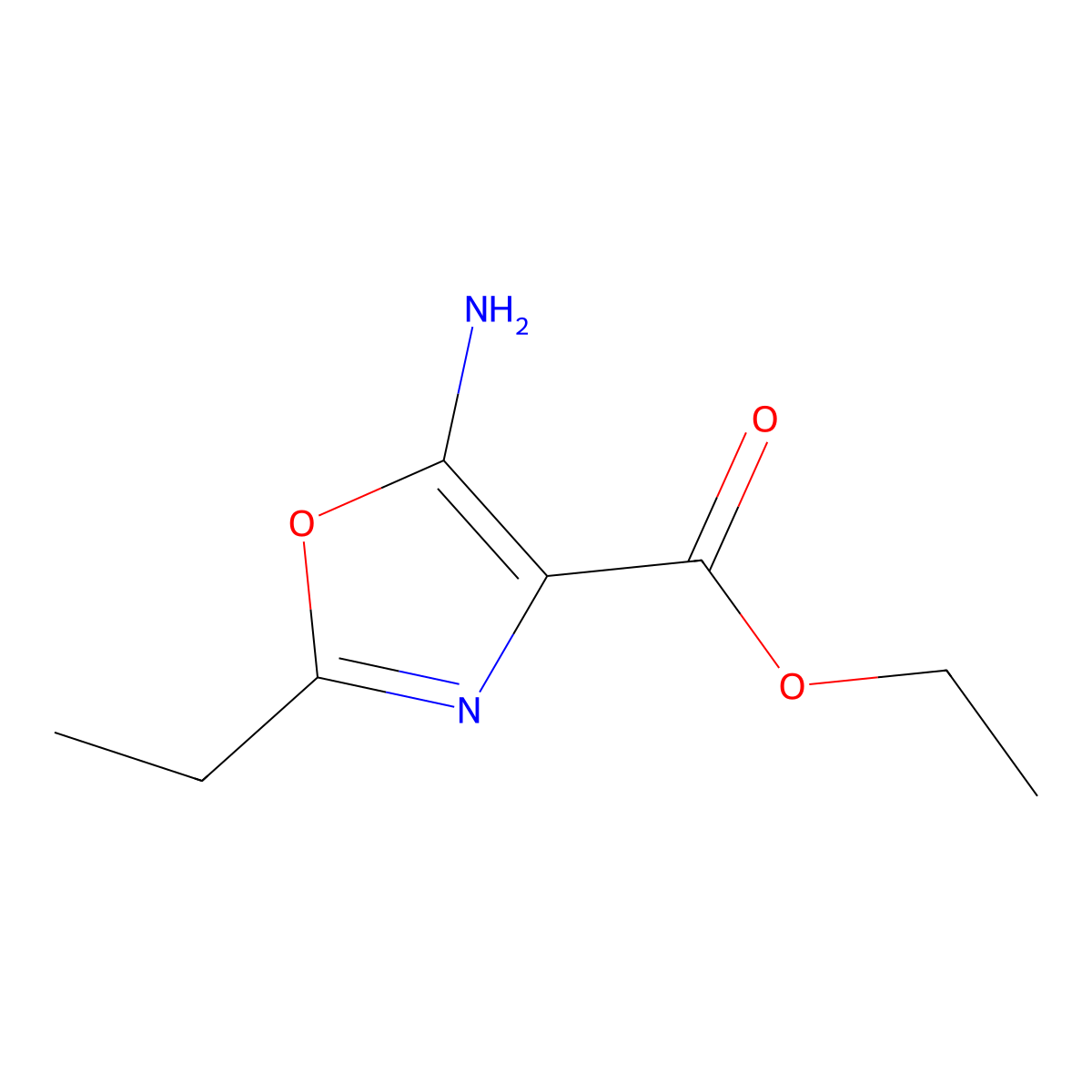 Ethyl 5-amino-2-ethyl-1,3-oxazole-4-carboxylate molecular structure, CAS 86186-69-8