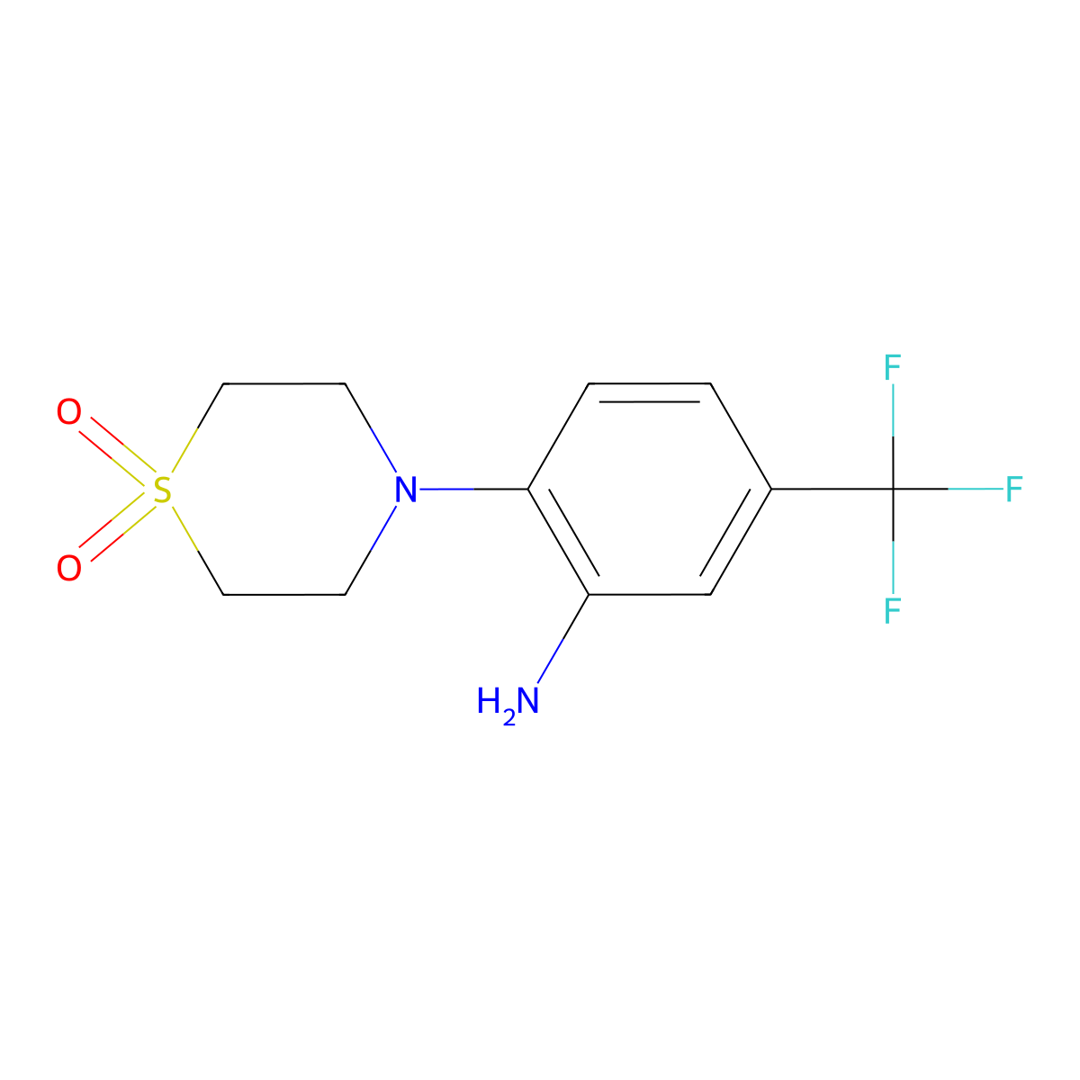 4-[2-Amino-4-(trifluoromethyl)phenyl]-1lambda6-thiomorpholine-1,1-dione molecular structure, CAS 861881-11-0