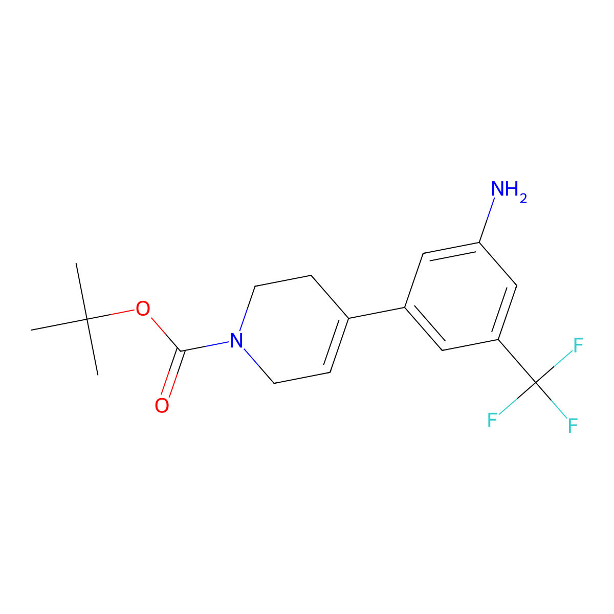 tert-butyl 4-(3-amino-5-(trifluoromethyl)phenyl)-5,6-dihydropyridine-1(2H)-carboxylate molecular structure, CAS 861881-12-1