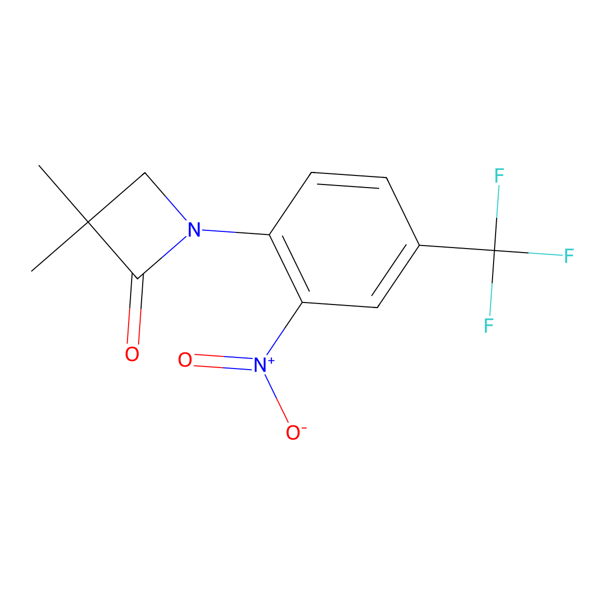 3,3-Dimethyl-1-(2-nitro-4-(trifluoromethyl)phenyl)azetidin-2-one molecular structure, CAS 861881-16-5