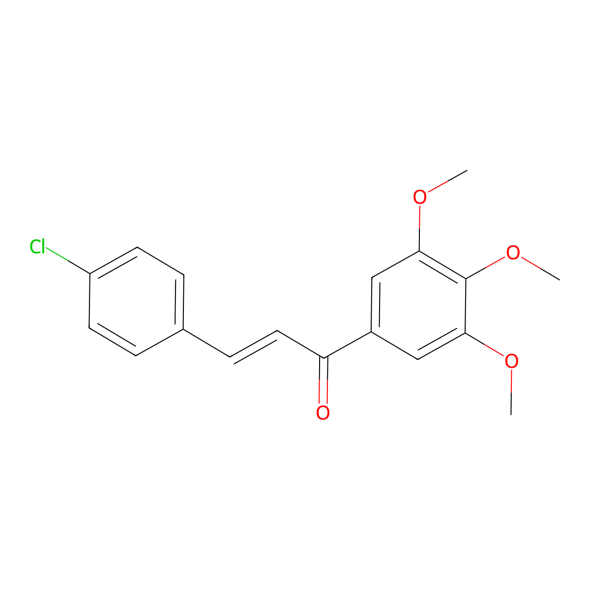 (2E)-3-(4-chlorophenyl)-1-(3,4,5-trimethoxyphenyl)prop-2-en-1-one molecular structure, CAS 861881-92-7