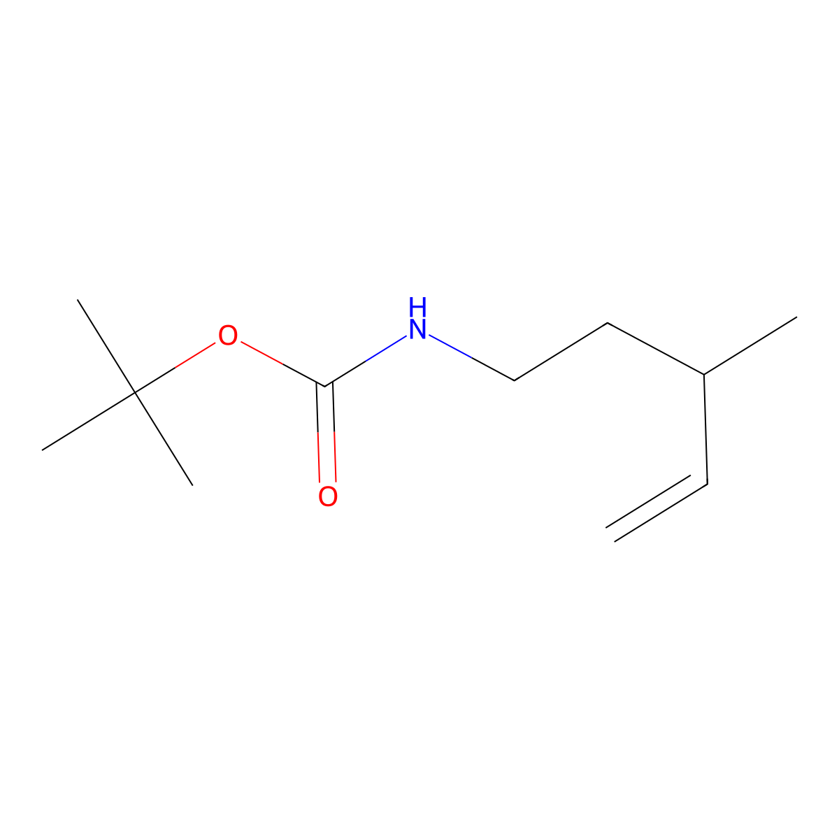 tert-butyl N-(3-methylpent-4-en-1-yl)carbamate molecular structure, CAS 861882-45-3