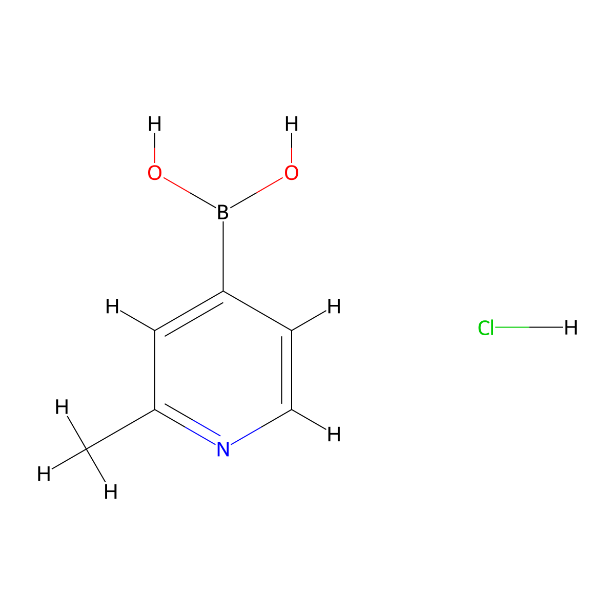 (2-Methylpyridin-4-yl)boronic acid hydrochloride molecular structure, CAS 861905-97-7