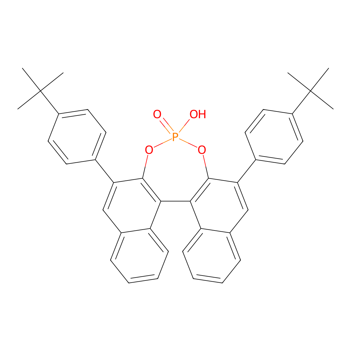 (11bR)-2,6-Bis(4-(tert-butyl)phenyl)-4-hydroxydinaphtho[2,1-d:1',2'-f][1,3,2]dioxaphosphepine 4-oxide molecular structure, CAS 861909-30-0