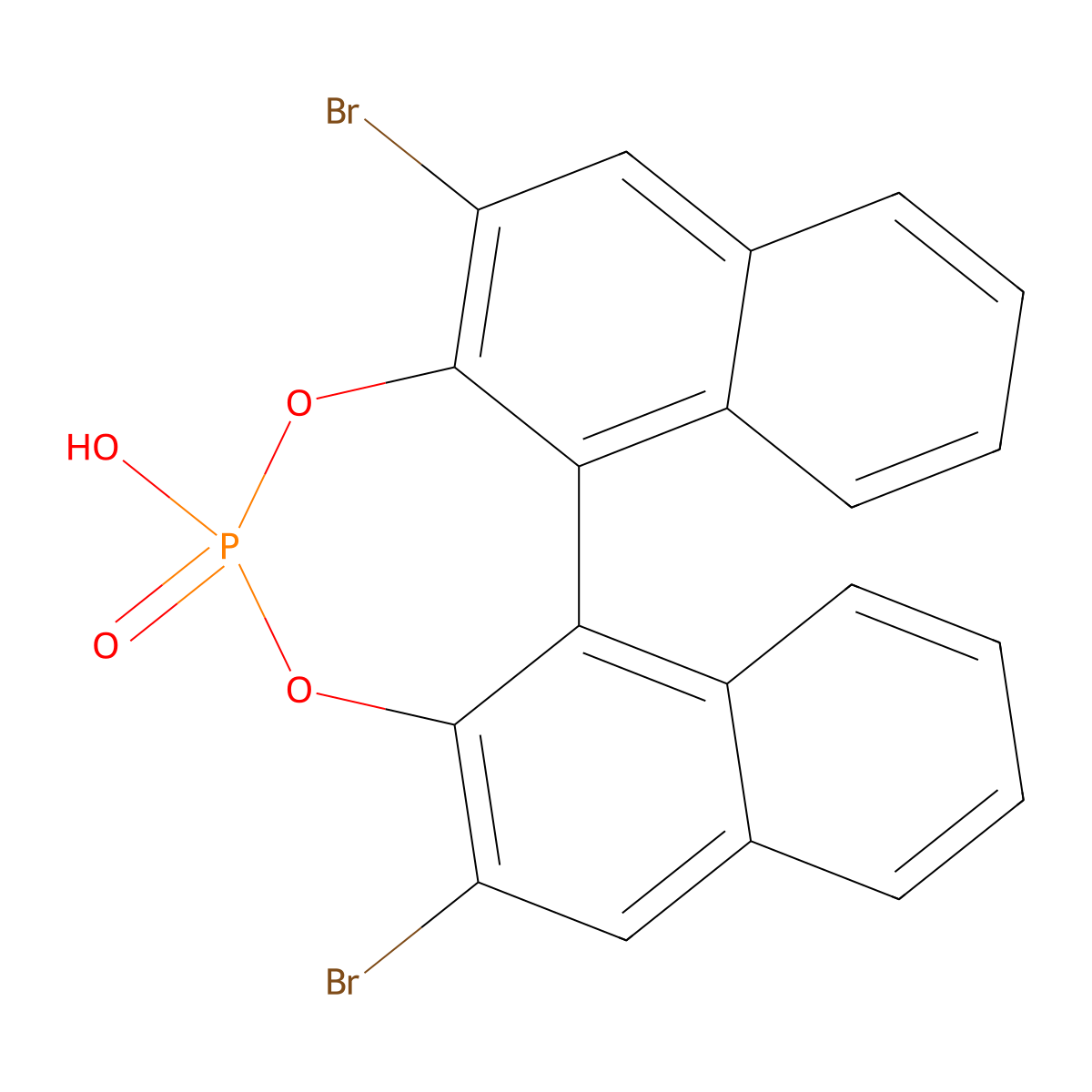 R-3,3'-Dibromo-1,1'-binaphthyl-2,2'-diylhydrogenphosphate molecular structure, CAS 861909-33-3