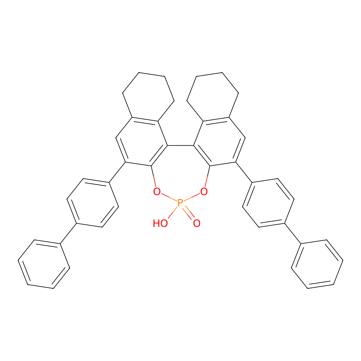 (11bR)-2,6-Di([1,1'-biphenyl]-4-yl)-4-hydroxy-8,9,10,11,12,13,14,15-octahydrodinaphtho[2,1-d:1',2'-f][1,3,2]dioxaphosphepine 4-oxide molecular structure, CAS 861909-35-5