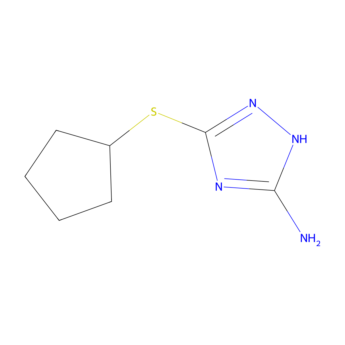 5-(Cyclopentylthio)-4H-1,2,4-triazol-3-amine molecular structure, CAS 861924-89-2