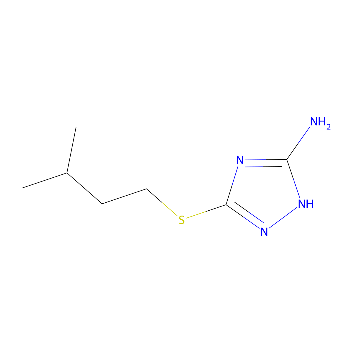 3-[(3-methylbutyl)thio]-1H-1,2,4-triazol-5-amine molecular structure, CAS 861925-01-1