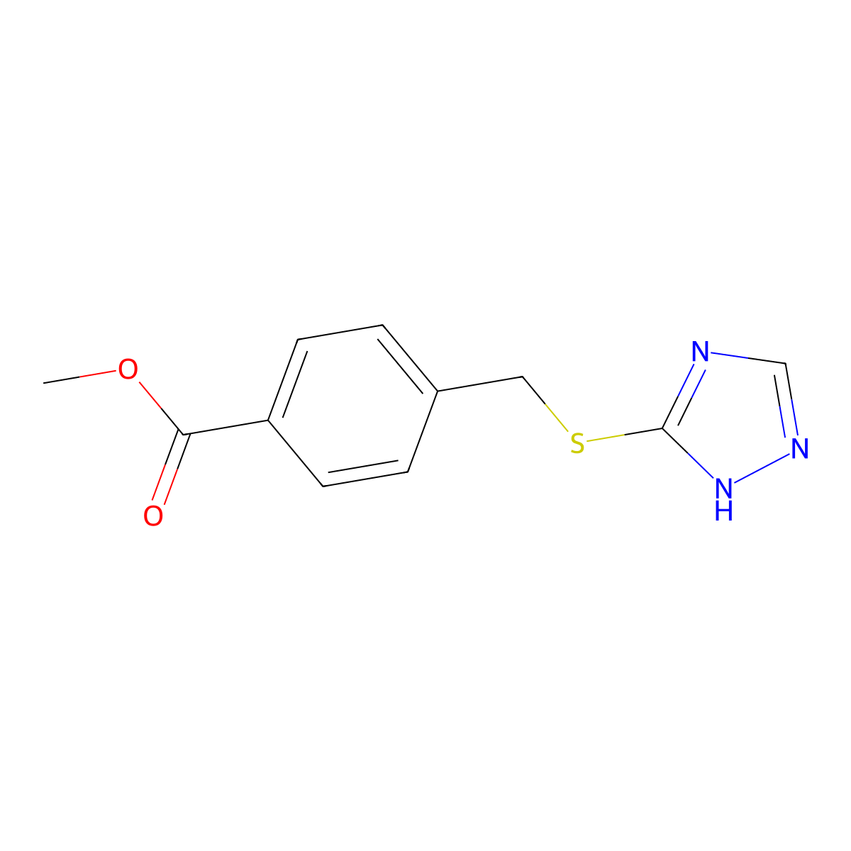 methyl 4-((4H-1,2,4-triazol-3-ylthio)methyl)benzoate molecular structure, CAS 861925-25-9