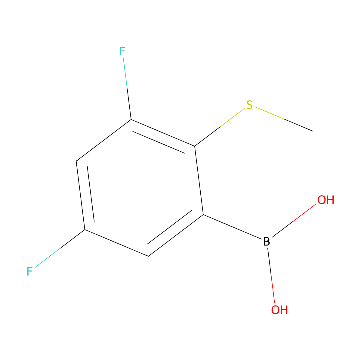 3,5-Difluoro-2-methylsulfanylphenylboronic acid molecular structure, CAS 861931-32-0