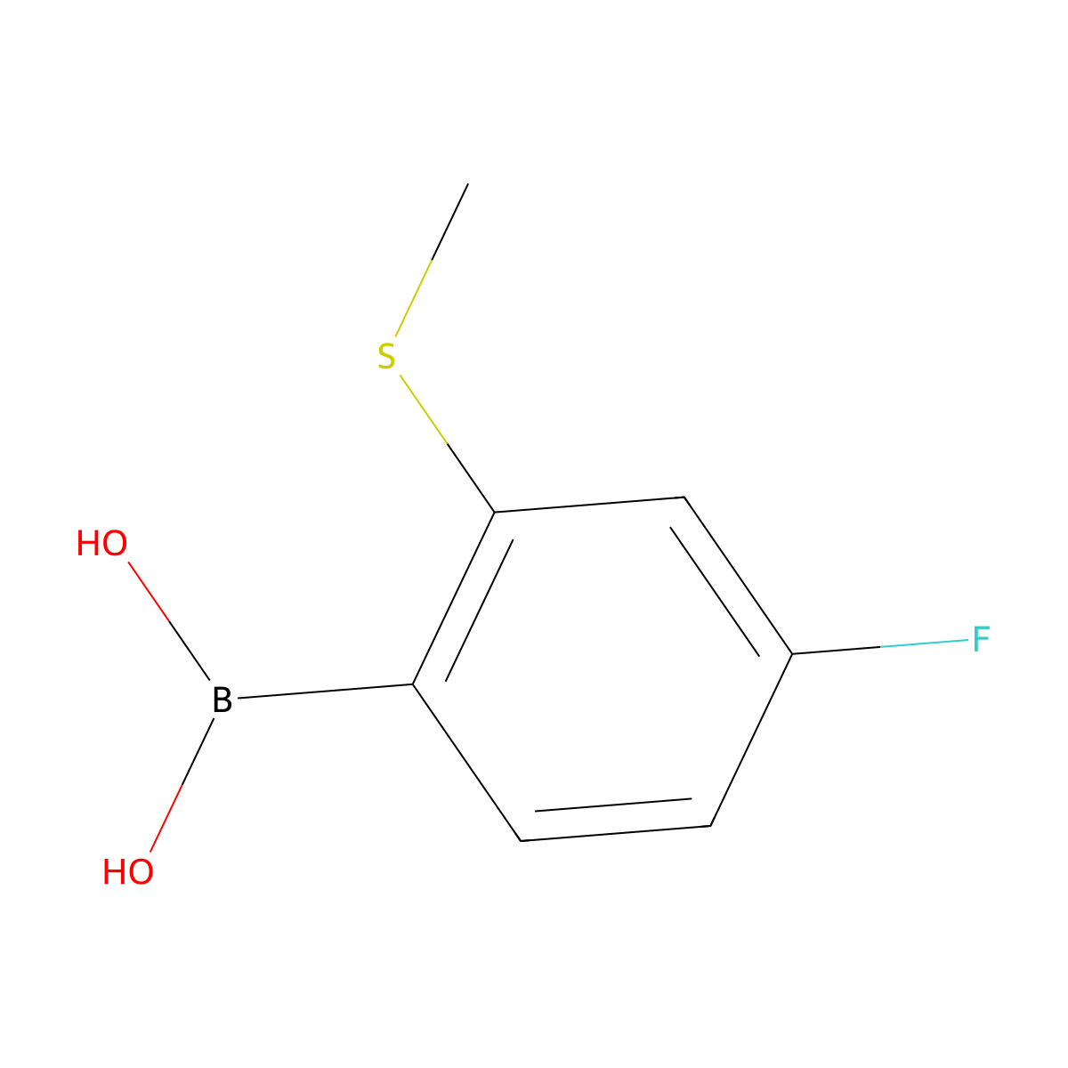4-Fluoro-2-(methylthio)phenylboronic acid molecular structure, CAS 861931-38-6