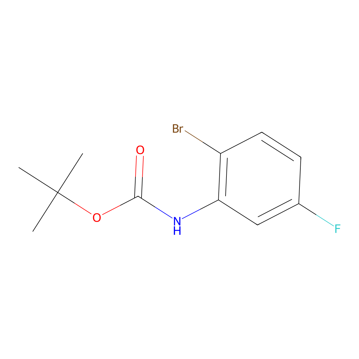 Tert-butyl 2-bromo-5-fluorophenylcarbamate molecular structure, CAS 861931-75-1